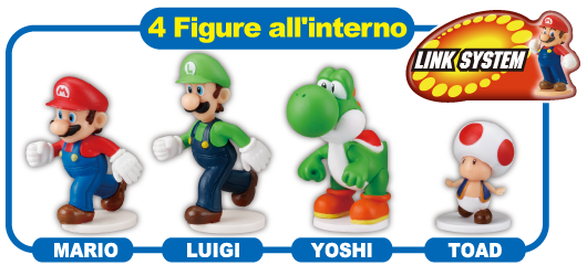 4 Figure all'interno  MARIO LUIGI YOSHI TOAD