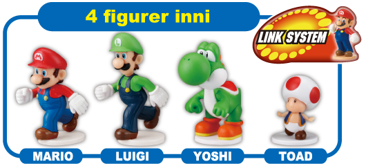 4 Figures inside MARIO LUIGI YOSHI TOAD