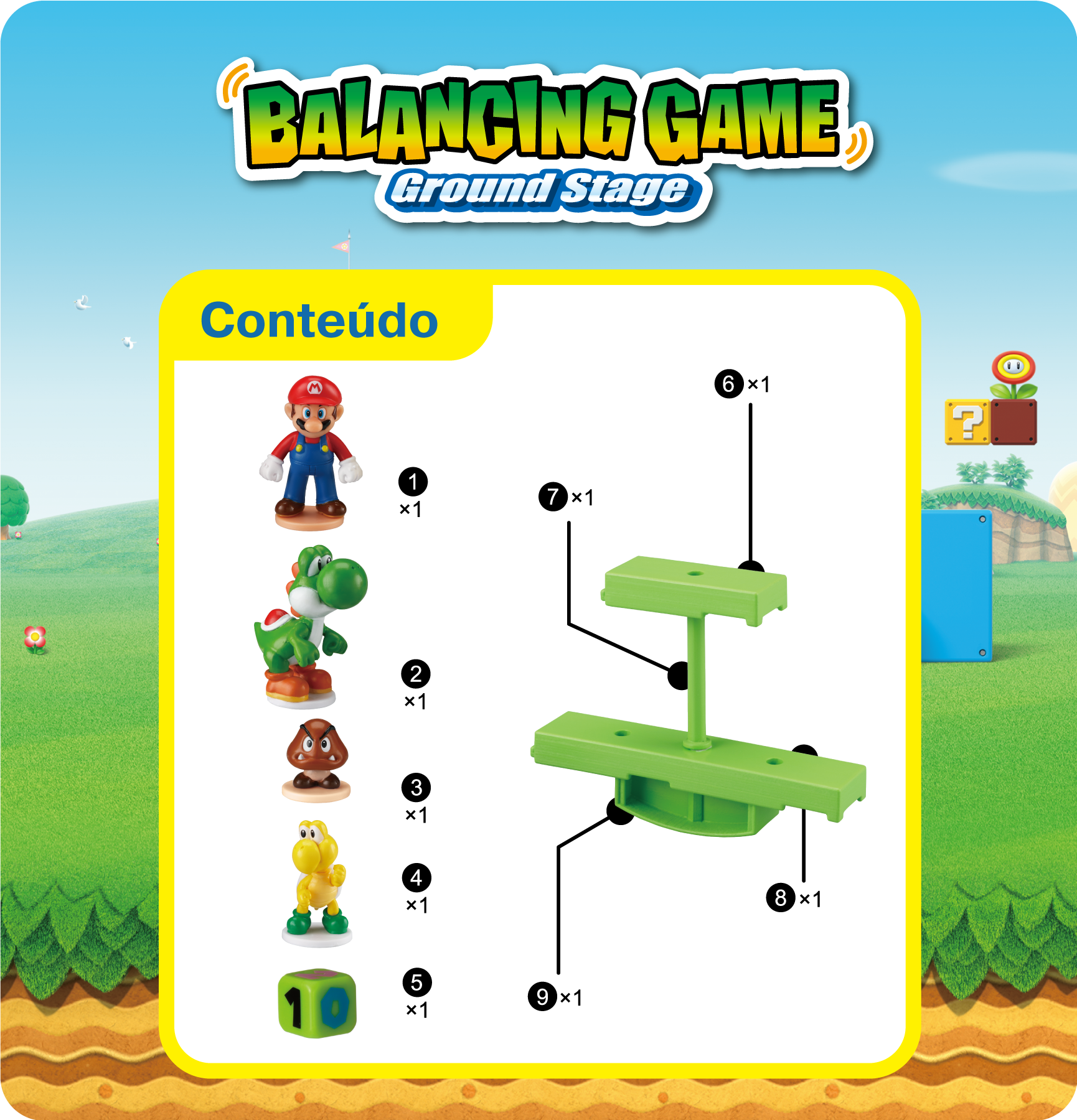 Conjunto De Mini Figuras - Super Mario - Jogo Do Equilíbrio